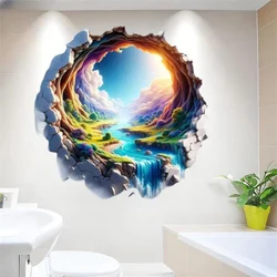 Living Room Porch Beautiful Artistic Conception Feng Shui Painting Bathroom Doors and Windows 3d Effect Self-pasted Stickers