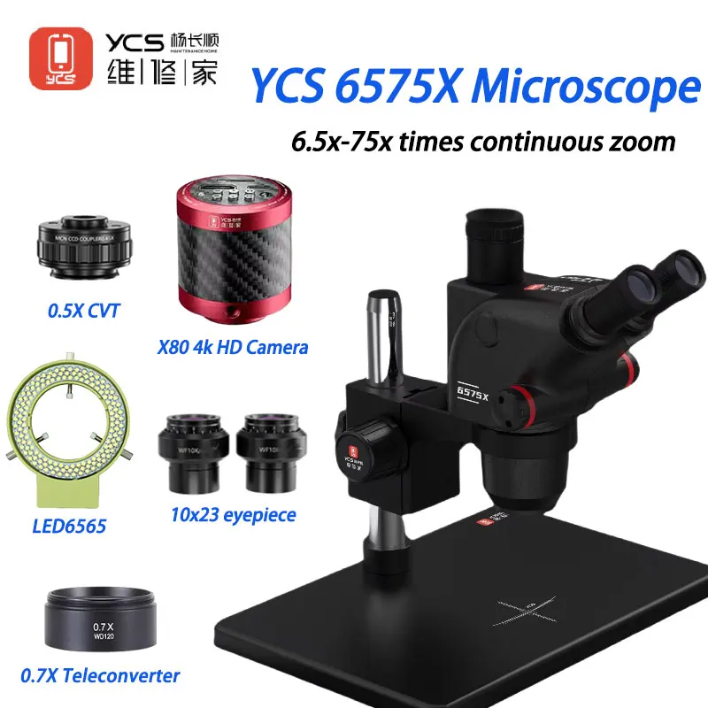 YCS Repairer YCS-6575X Trinocular Microscope 6.5x-75x times