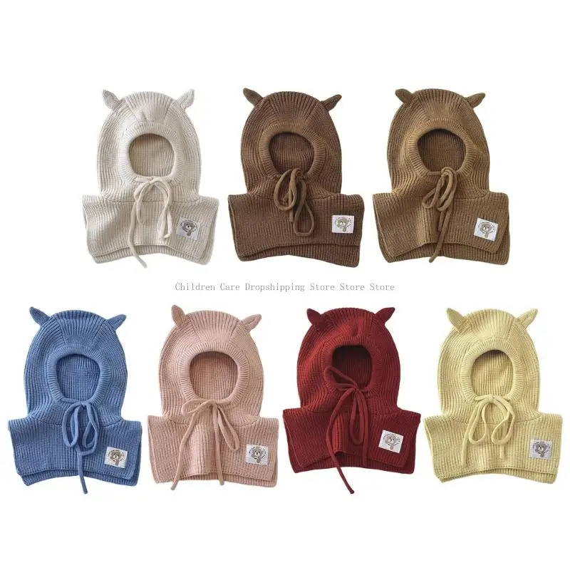 

Combined Winter Hat Scarf Balaclava For Infants 1 5 Years Weave Earflap Hat With Thick Fleece Lining For Outdoor Tasks