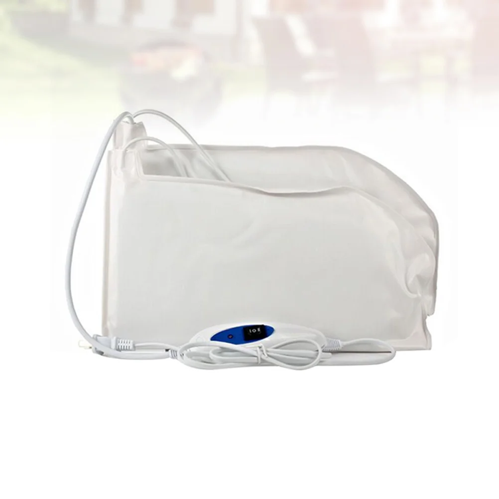 قفازات تسخين كهربائية باللون الأبيض، غطاء سبا يدوي قابل لإعادة الاستخدام للاحتفاظ بالرطوبة، مهدئ وجاف ومريح