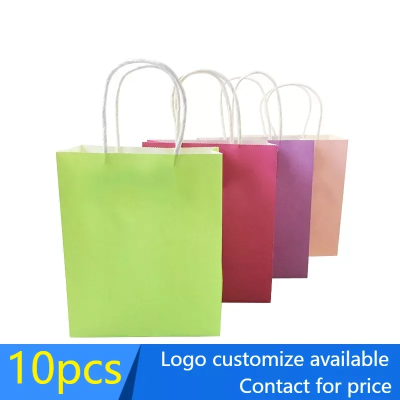 

10 pieces Portable Paper Bags Thank You Gift Packaging Bag for Wedding Birthday Guests Navidad Christmas Present Bag