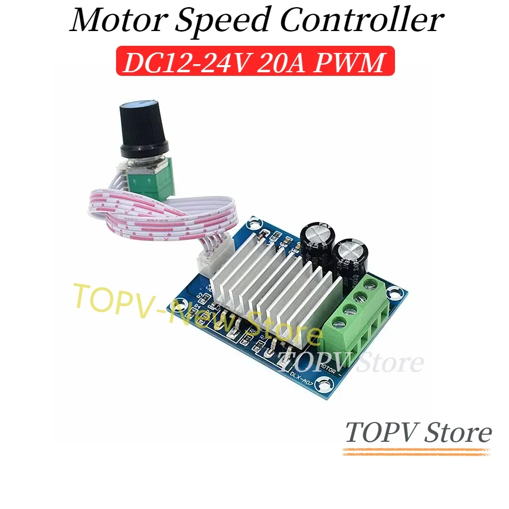 PWM DC12-24V Motor Speed Controller 20A Motor Speed Governor Adjustable Regulator Temperature Regulating Dimming Switch