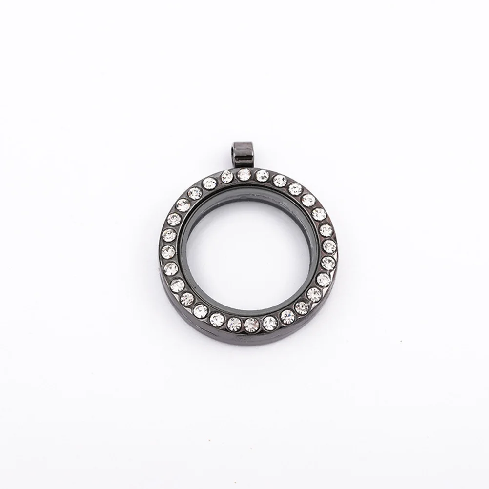 4Pcs Alloy Photo Pendant Charms Round Rhinestone Bezel Trays DIY Jewelry Making Photo Lockets Necklace Decoration