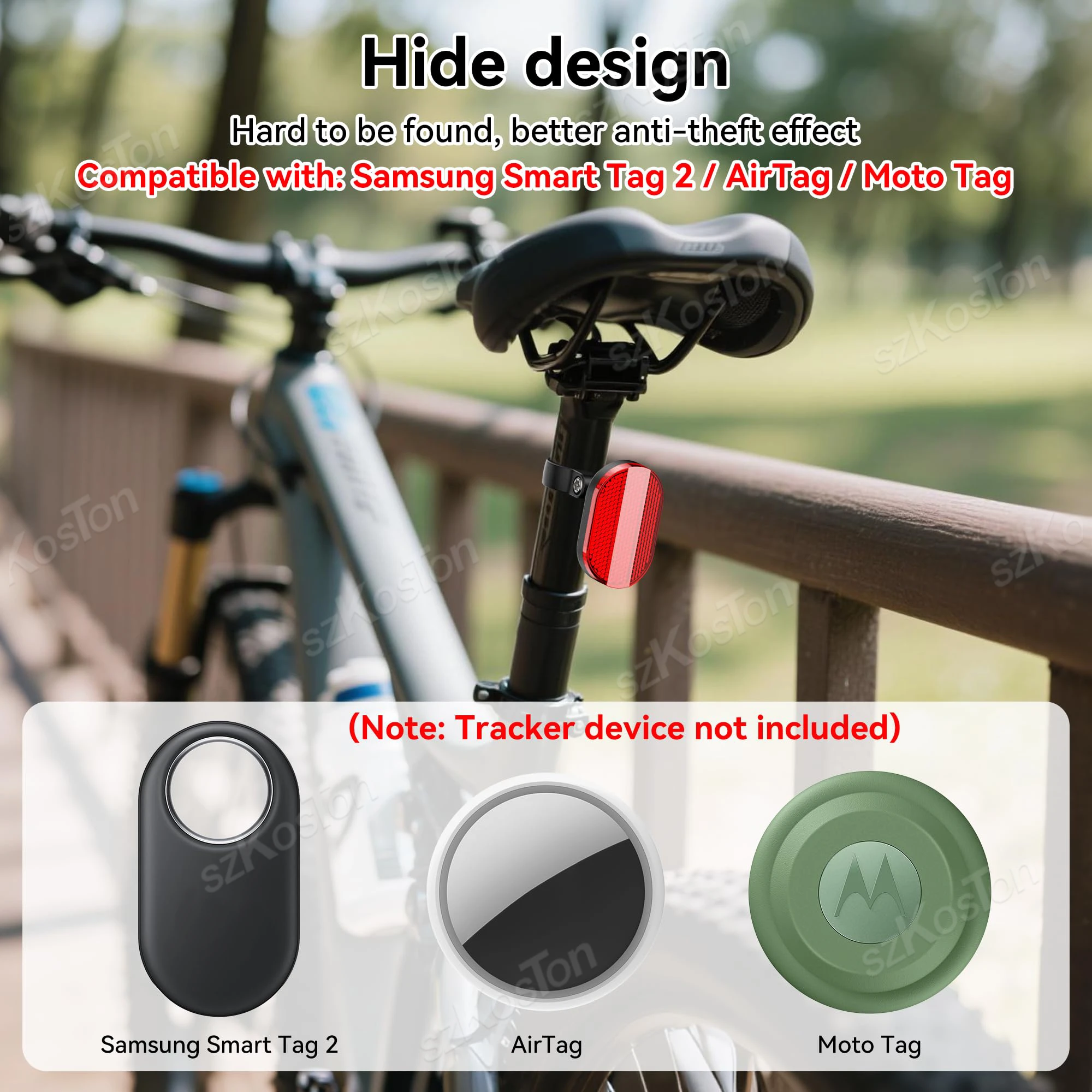 Bicycle Reflective Label Hidden Protective Case for AirTag Holder Anti-Loss Anti-theft Design for Smart Tag 2,AirTag,Moto Tag