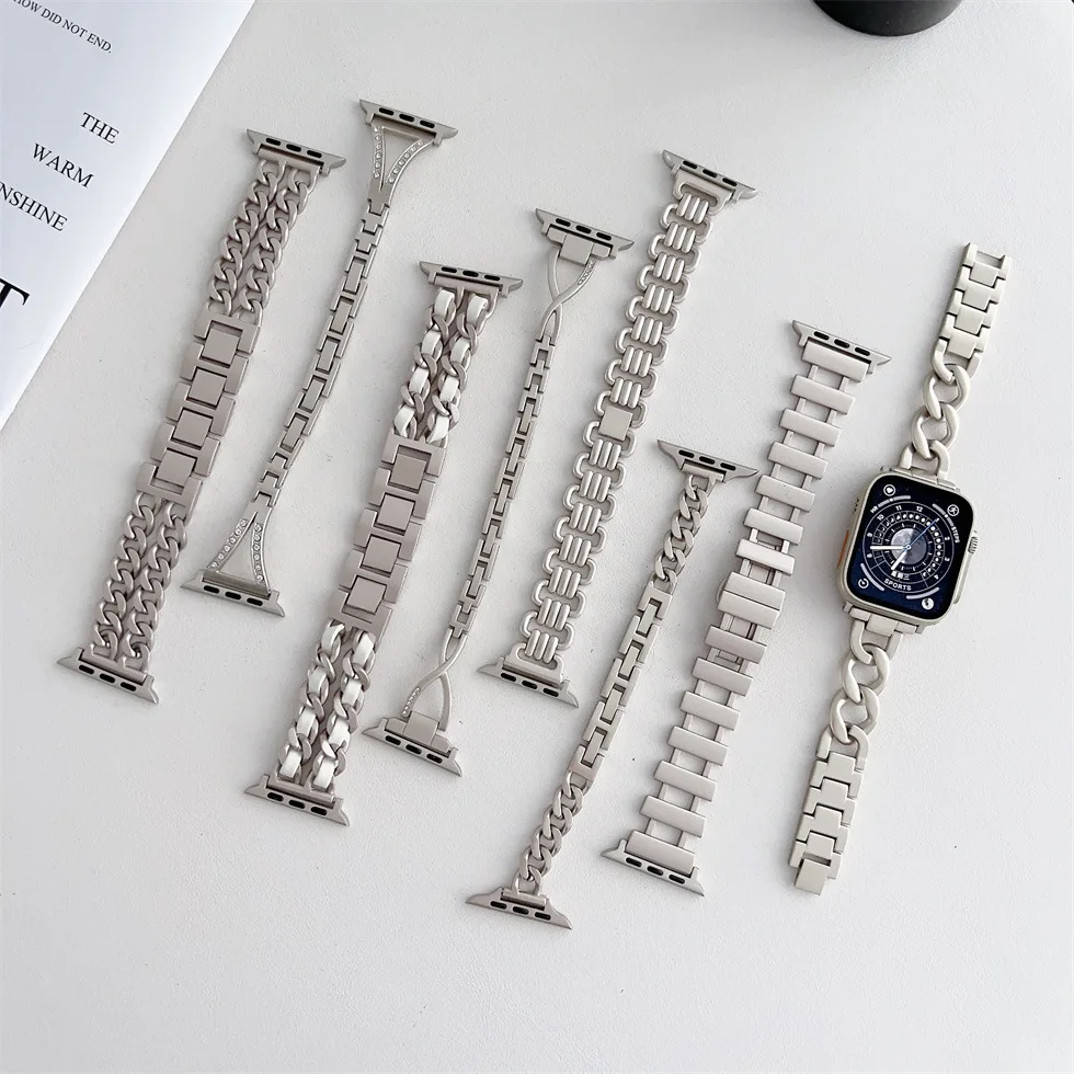 

Luxury Slim Metal Bracelet For Apple Watch Ultra 49 42 40mm 44 41mm 45mm Band iWatch 8 7 6 SE 4 5 2 3 Elegant Women Girl Strap