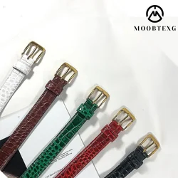 White Red Green Crocodile Grain Real Leather Waist Belt Women Casual Jean Strap Belts Plus Large Size Alligator Pattern Cinture
