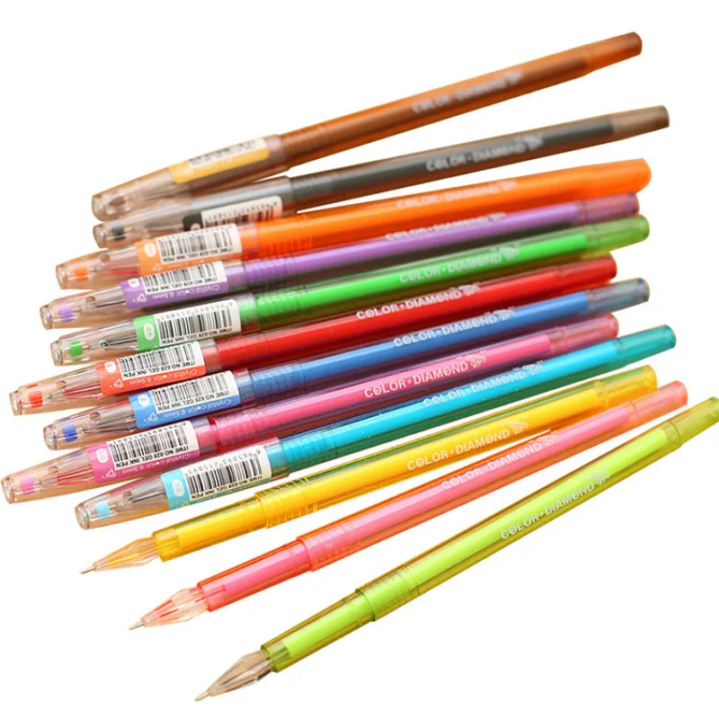 

48PCS New Style South Korea Stationery Fresh Simple Candy-Colored Cute Gel Pen 12 Color Creative Ball Pen Diamond Head