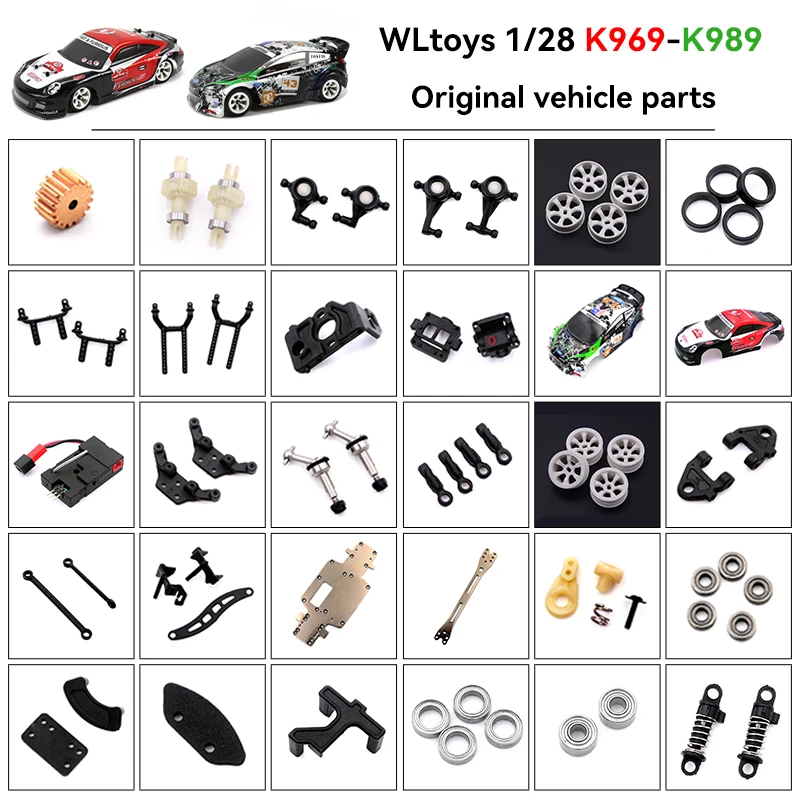 WLtoys 1/28 K989 K969 Original Parts Drive Shaft Gear Motor Servo Receiver Gearbox Tires Differential Car Shell Cover ESC