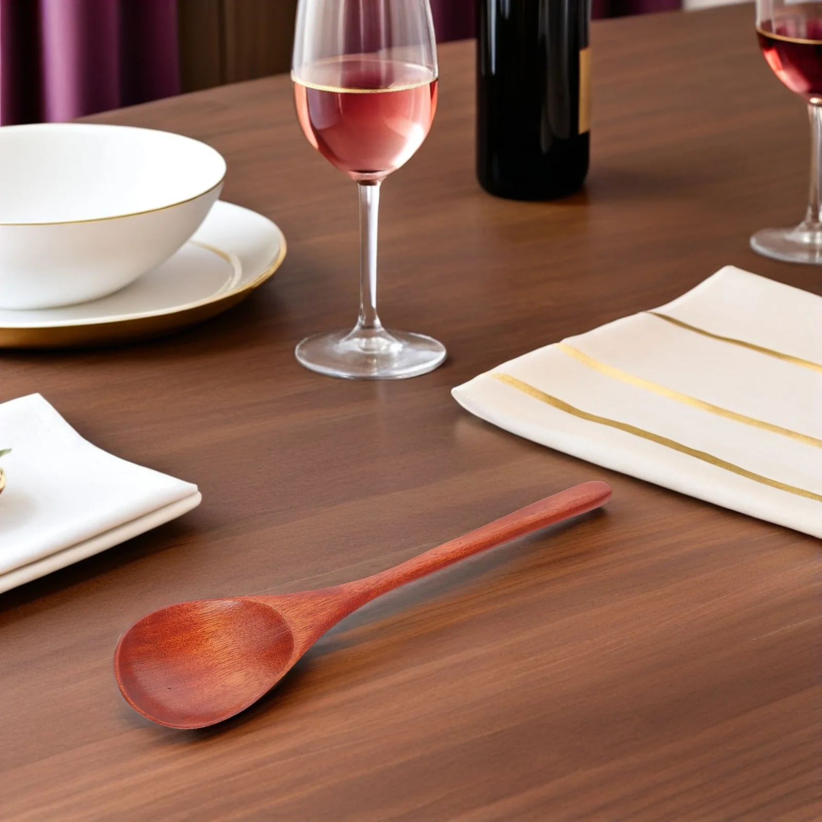 

4Pcs Reusable Wooden Flatware Set Japanese Design Smooth Finish Portable Cutlery for Camping Kitchen Dining Wooden Flatware