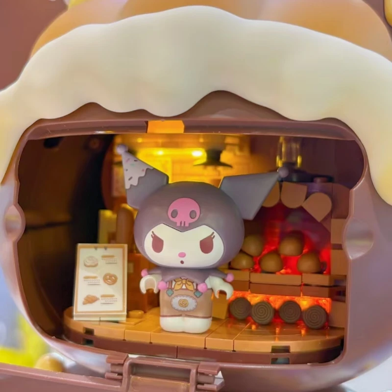 Sanrio Bouwstenen Anime Kuromi Brood Party Serie Leuke Splicing Modellen Mobiele Accessoires Speelgoed Collectie Geschenken