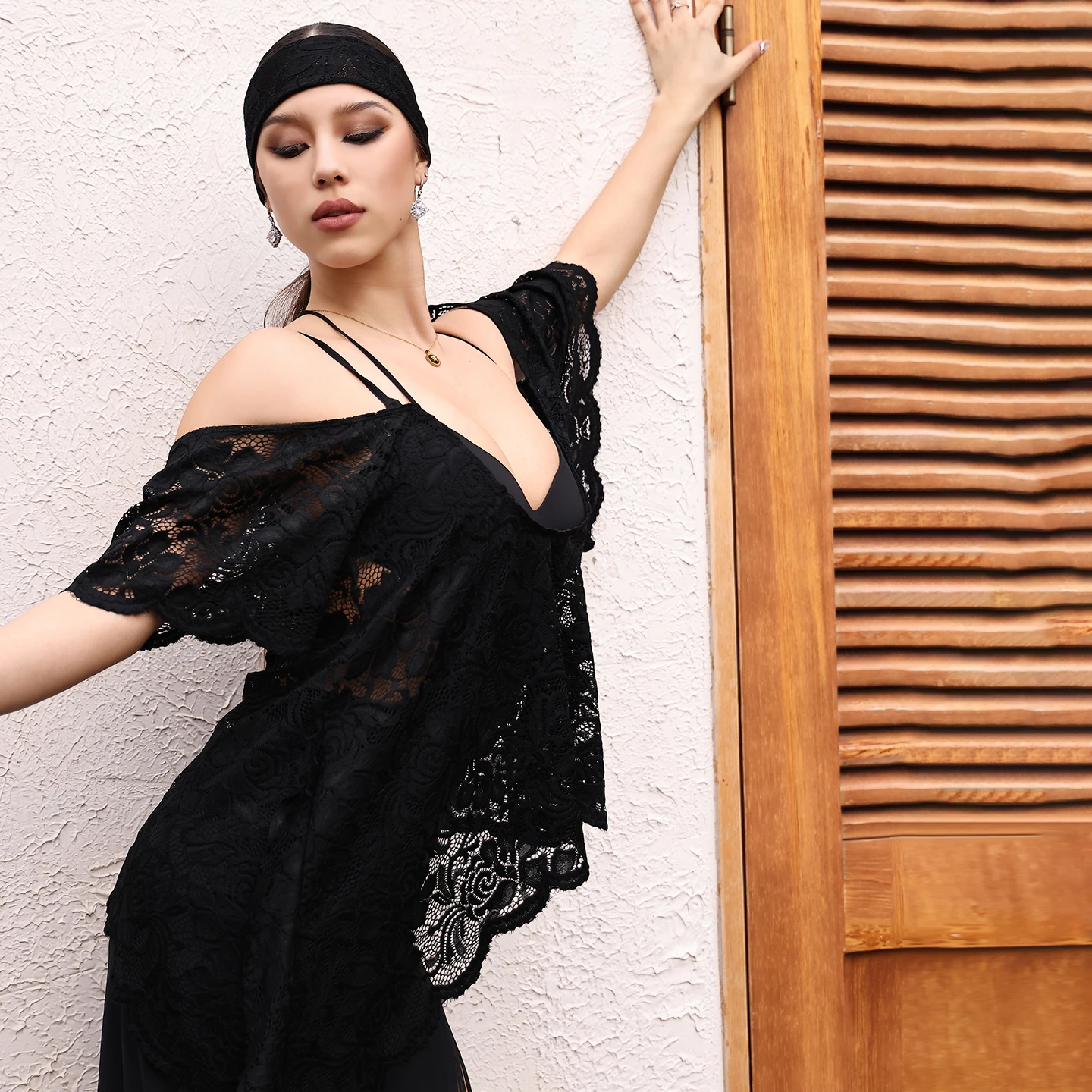 Haut d'entraînement de danse latine haut de gamme sexy en dentelle pour adultes tango chacha samba tenue de performance vêtements d'entraînement de danse moderne