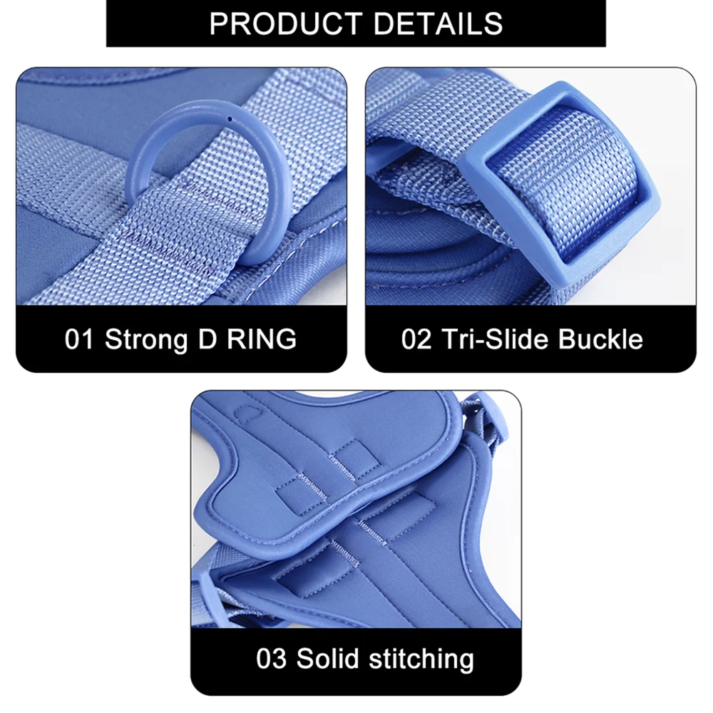 Dog Harness Adjustable Chest Strap Three-Piece Set Collars-f- Harnesses & Leashes Small Medium Dog Double Leash