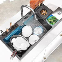 Kitchen Sink Stainless Steel Embossed Extra Large Single Slot With Knife Holder And Cutting Board Rack Apartment Washbasin
