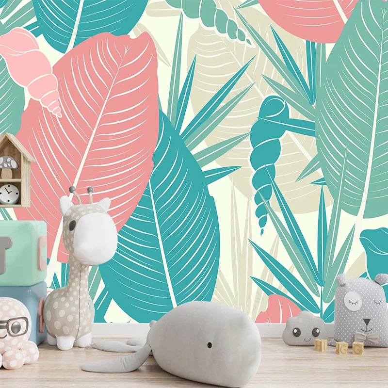 Custom 3D Mural Nordic Hand Painted Small Fresh Forest Leaves Bedroom Living Room TV Background Photo Wall Decoration Wallpaper