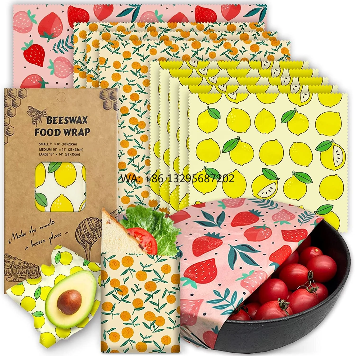 

Zero Waste Beeswax Food Storage Wrap Organic Cotton Cloth Reusable Wrap Bee Wax Wrap