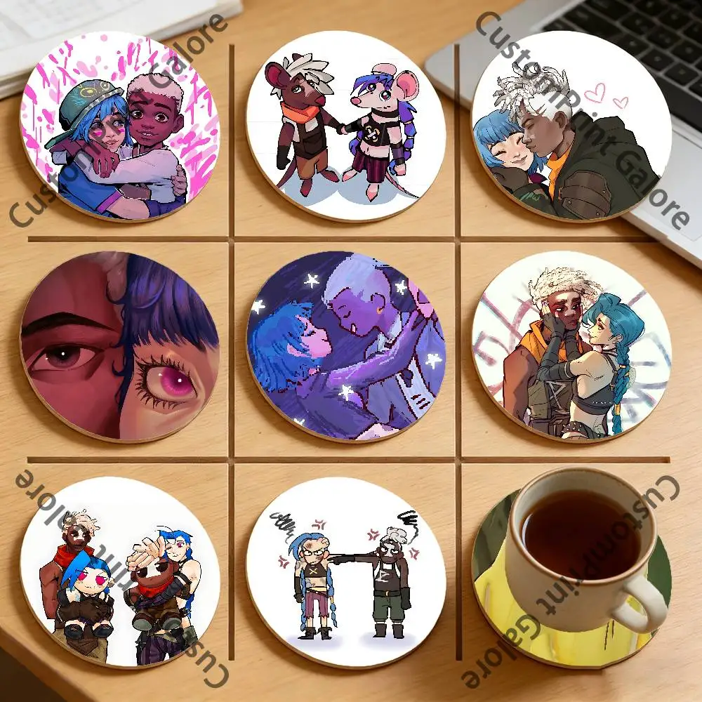 

E-Ekko P-Powder Timebomb Natural Pine Wood Round Coasters Non-Slip Heat-Resistant Cup Mats for Coffee Drinks