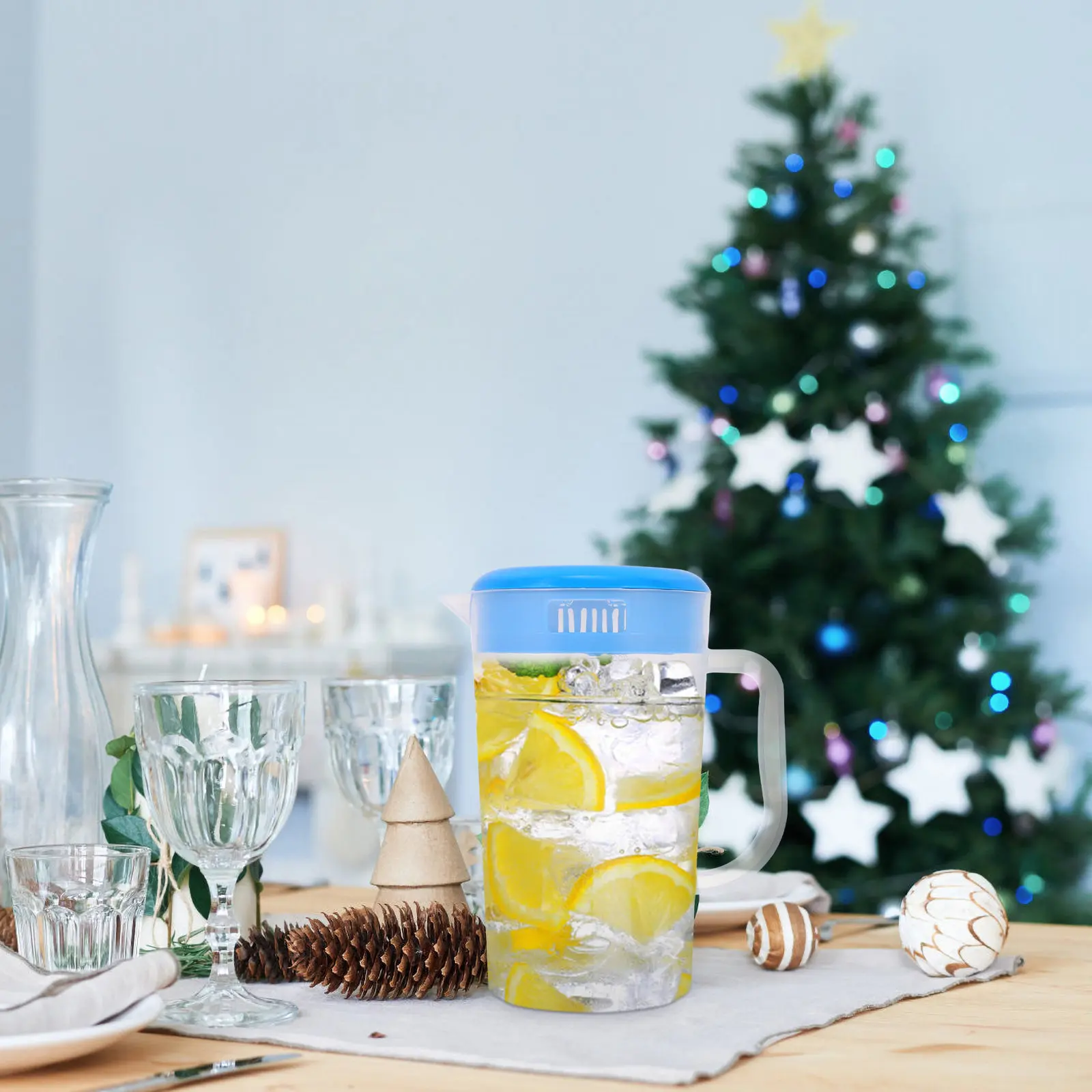 Elegant Simple Design Cold Water Pitcher Large Capacity Plastic Water Serving Jug for Lemonade Stand Beverages Freezer Friendly
