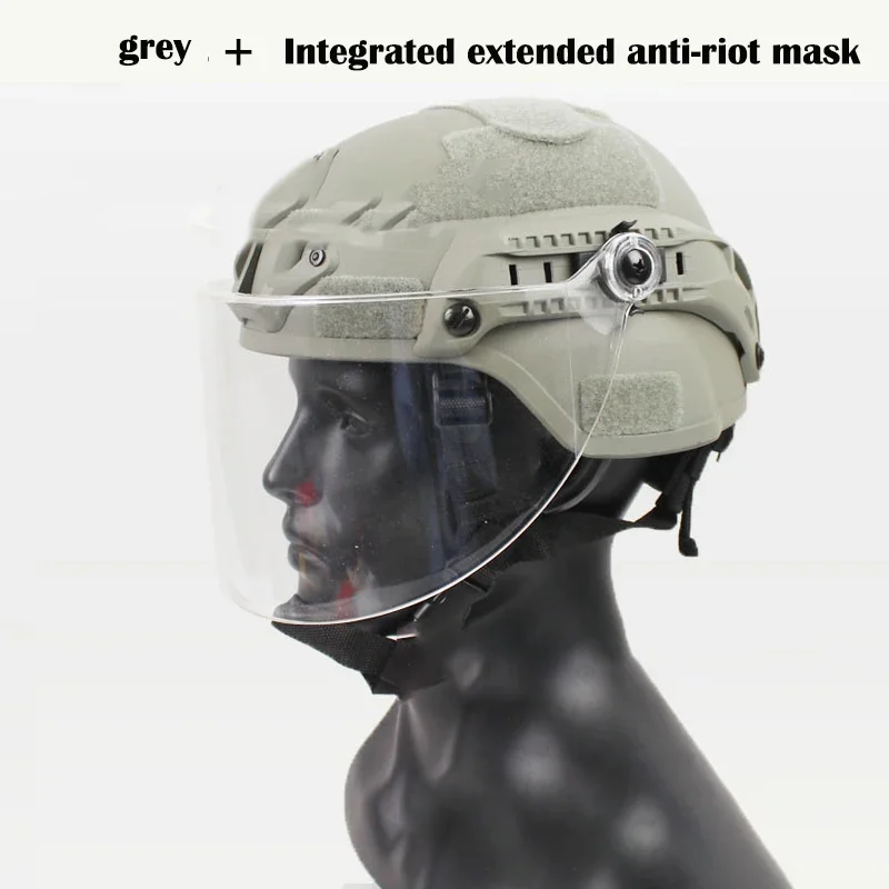 MICH2000 Action Version Patrol Tactical Helmet Transparent Anti-Riot Protective Mask CS Anti-face Safe Protective Helmet