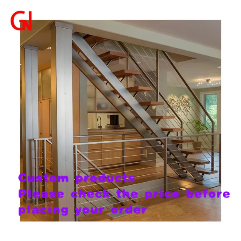 custom.Floating Stairs Modern Steel Structure, Glass Railing, Cantilever Hidden Beam, Custom Treads, Indoor Use