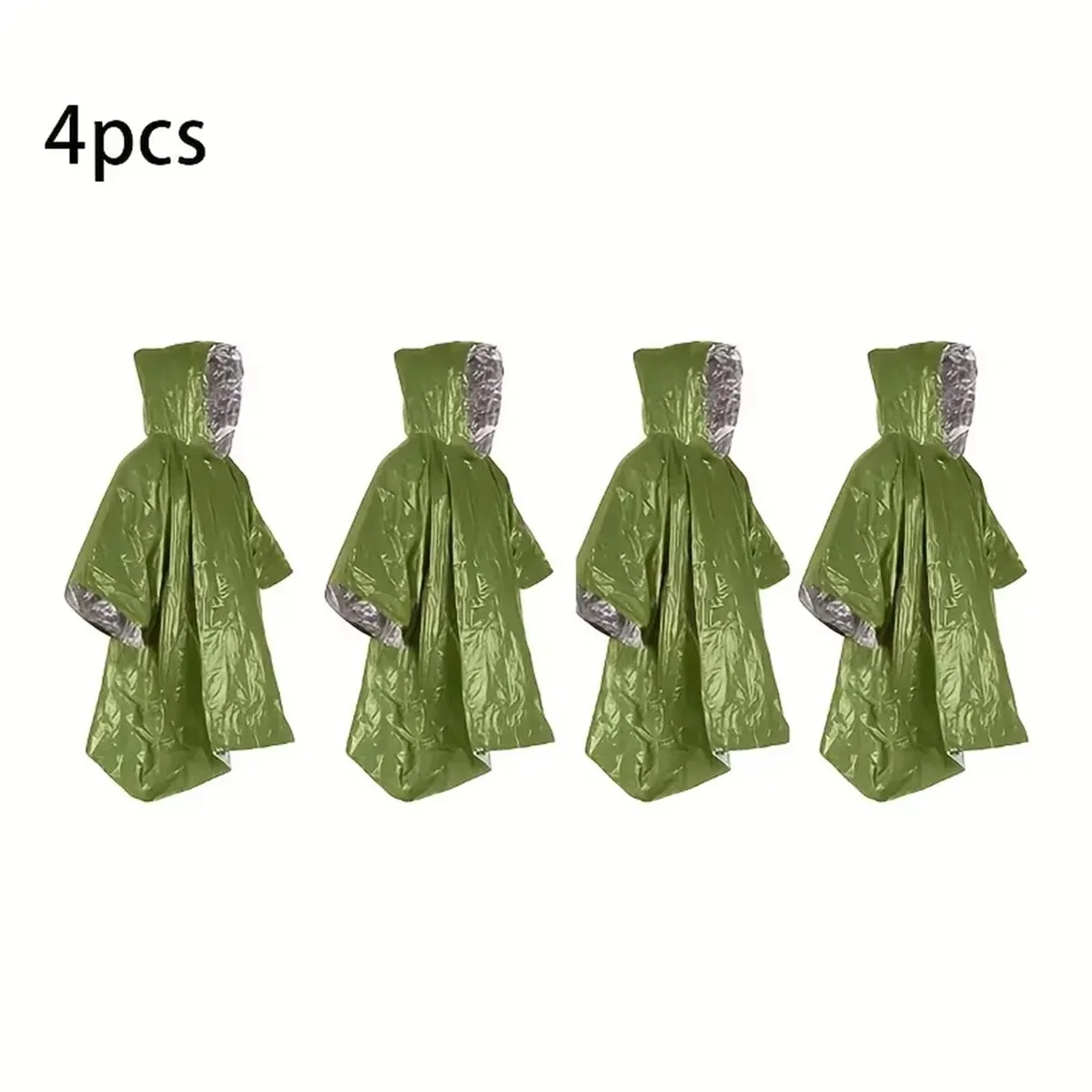 

4 - Pack Emergency Waterproof Aluminum Film Disposable Ponchos & Cold - Insulating Rainwear Blankets - Essential Survival Tools
