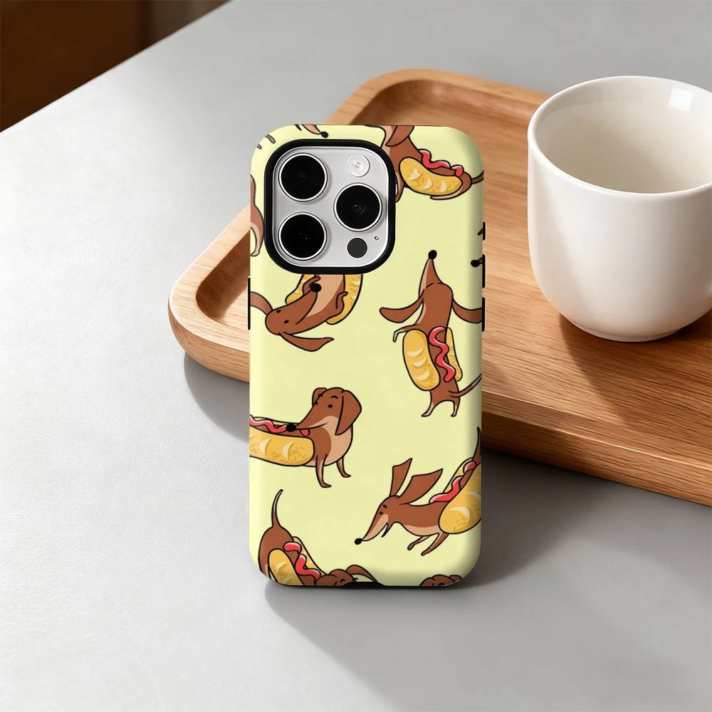 핫도그 푸프스 아이폰 17 16 15 14 13 12 11 X XS XR XSMAX 7 8 에어 프로 맥스 플러스 럭셔리 이중 레이어 백 커버