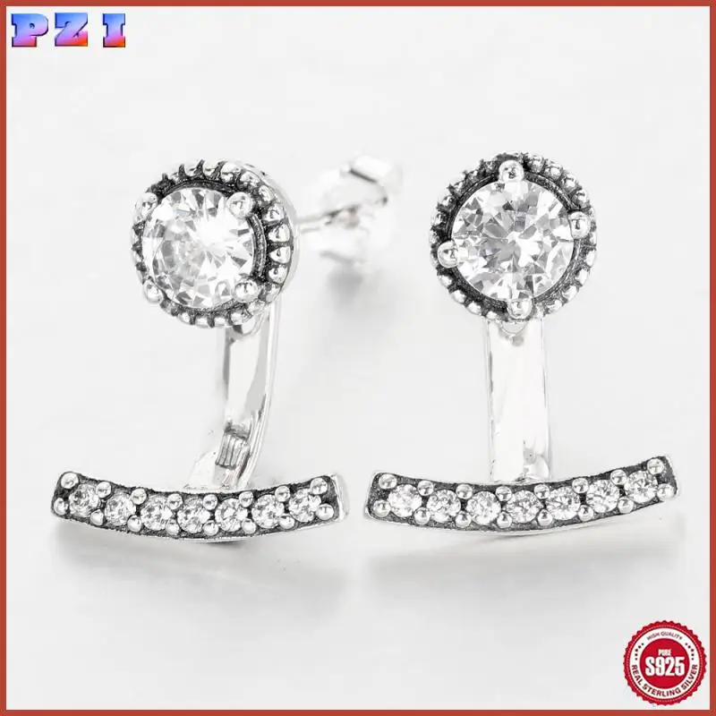 

2025 Original Authentic 925 Sterling Silver Valentine's Day Shiny Hollow Out Elegant Earrings Women Fashion Jewelry Gift