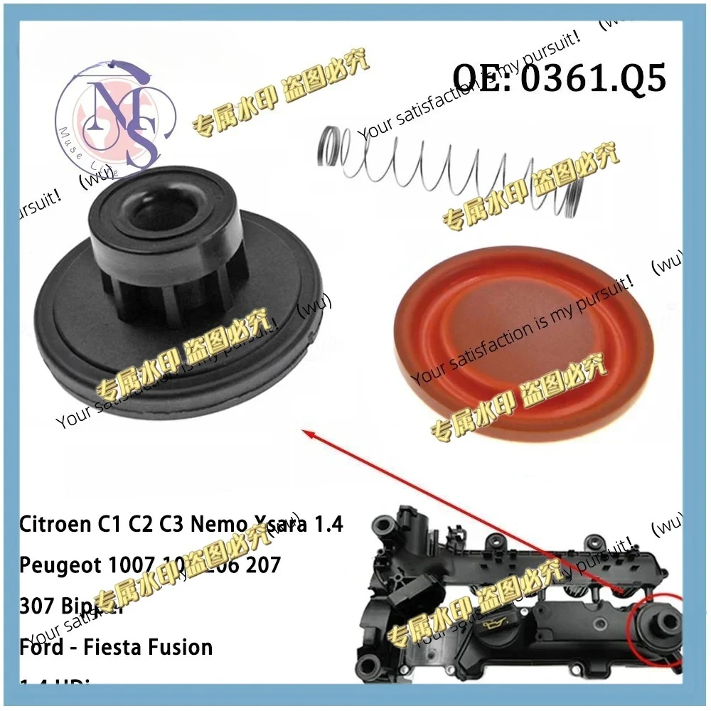 0361.Q5 9648315780 New Engine PCV Valve Cover Repair Kit With Membrane For Peugeot 107 207 206 307 Citroen C1 C2 C3 Ford 1.4 HDi