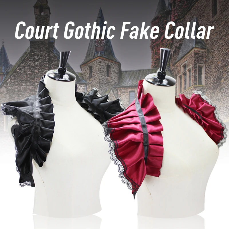 Renaissance Satin Neck Ruff Ruffled Collar Gothic Fake Collar Pleated Sleeve Shawl Stage Costumes Cosplay Victorian Neck Ruff