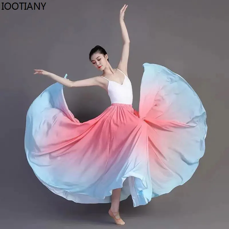 Women Classical Dance Stage Showing Practice Skirt 360-720 Degree Flamenco Dancer Gradient Skirts Carnival Folk Dance Clothing