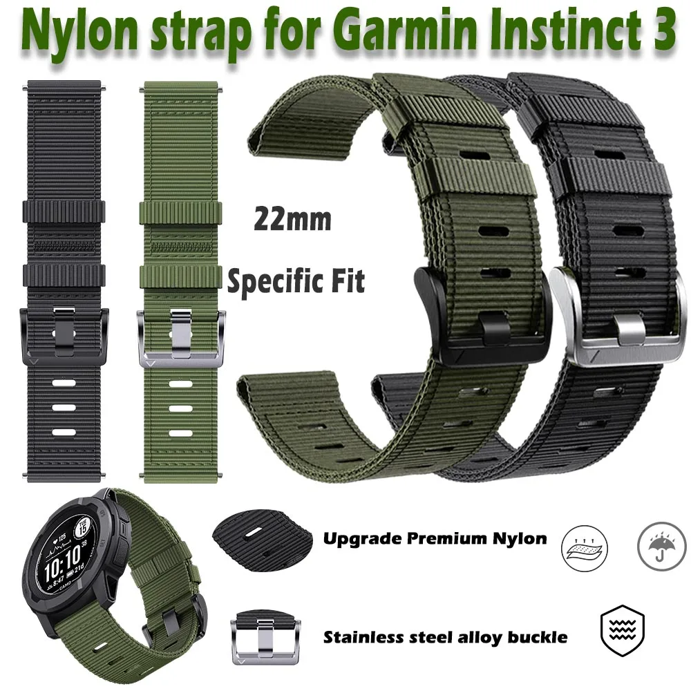 Outdoor Strap for Garmin Instinct 3 45mm Band Nylon Sport Outdoor Band for Garmin Instinct 3 2 Solar Tactical Tide Esports Band