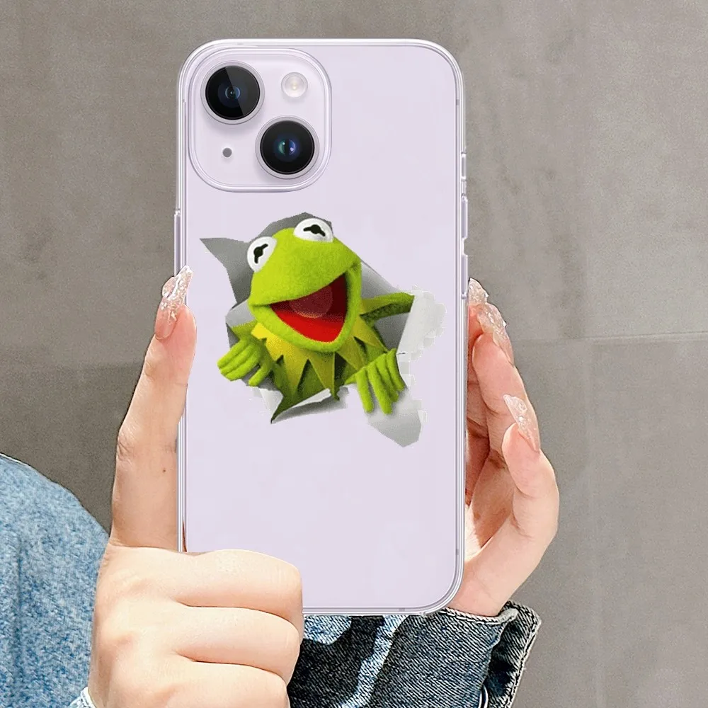 Disney kermit The Frog Memes Custodia per telefono per iPhone Mini 11 12 13 14 15 X Plus Pro Max SE XR Custodia trasparente