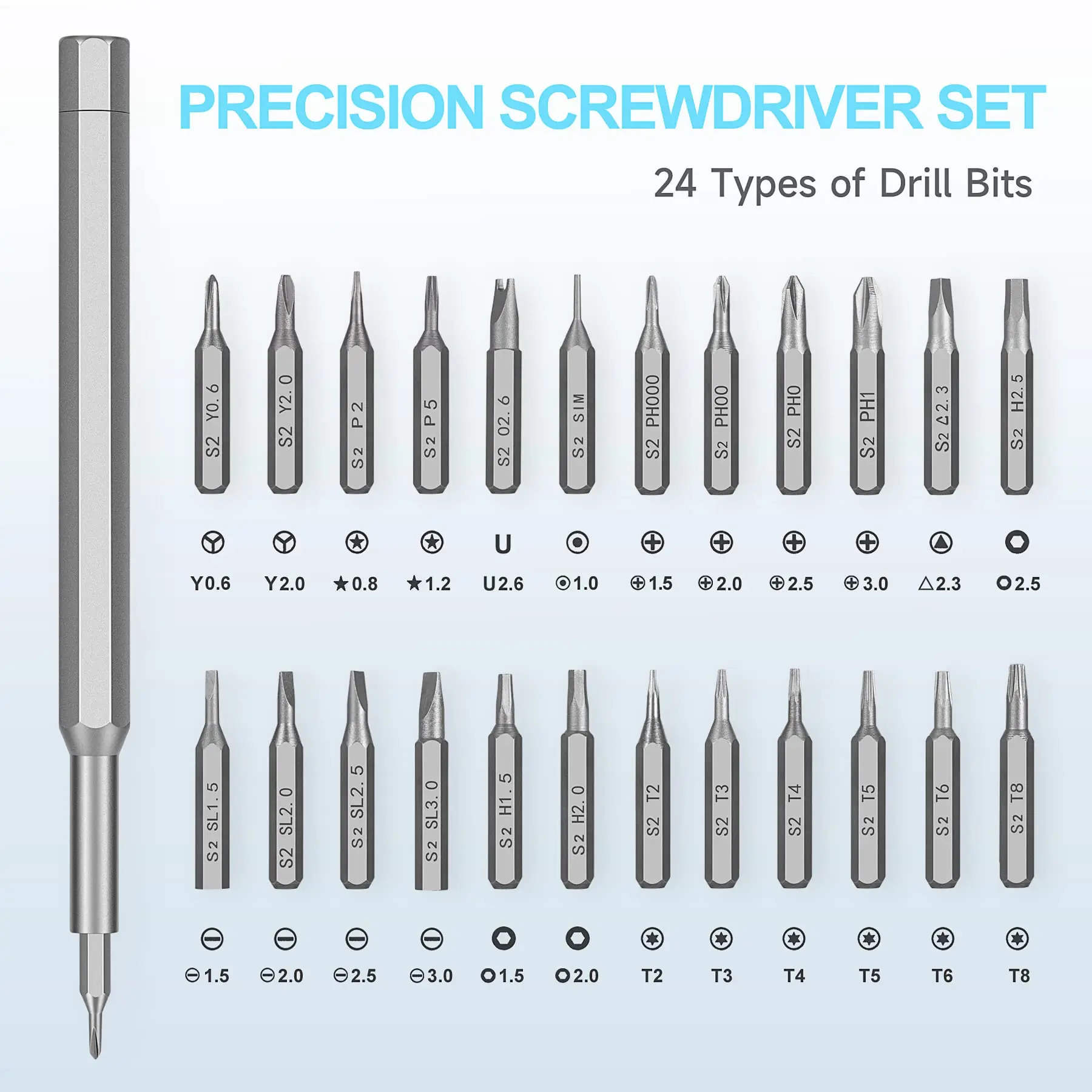 24 in 1 Mini Precision Screwdriver Setfor iPhone, Smartphone, iPad, PC, Electronic Toys, Laptop, Eyeglasses Tools Kit