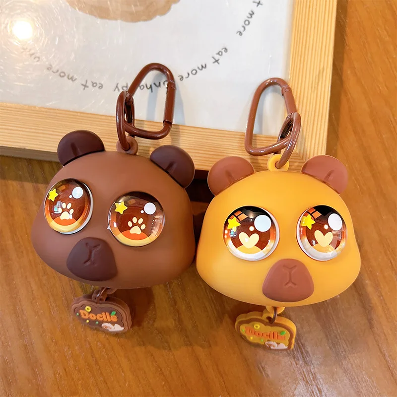 Cute Pet Shining Big-eyed Capybara Key Chain Cartoon Release Stress Capibala Doll Keyring Kids Couple Backpack Keychain