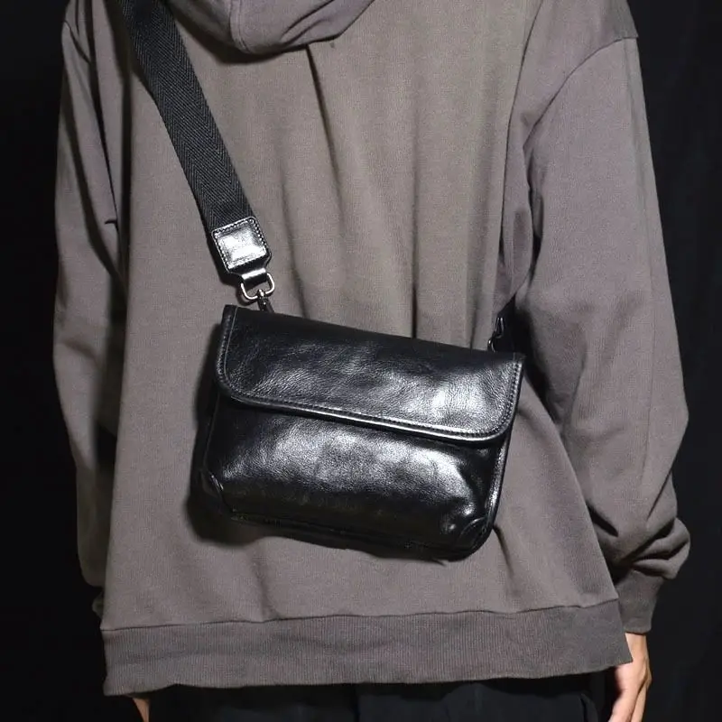 

Модная мужская кожаная сумка через плечо из натуральной кожи (верхний слой), маленькая сумка-кроссбоди из растительной кожи, стильная и трендовая модель для мужчин