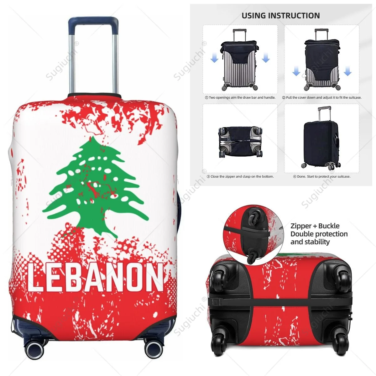 

Lebanon Flag Luggage Cover Suitcase Elastic Dust Case Travel Accessories Printed Baggage Case Protective