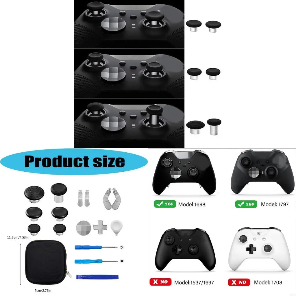 J1HD Multi Color Replacement Button 17 in 1 Metal Thumbsticks Paddles Joysticks
