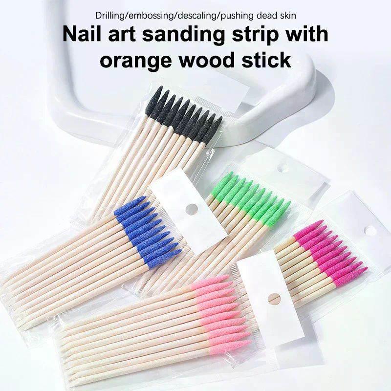 10PCS Wooden Double Headed Polishing Stick Nail Seam Cleaning Nail Tool Precise Sanding Sticks