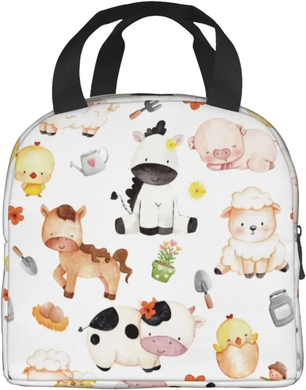 Cute Pink Pig Lunch Bag Reusable Zipper Closure Leakproof Insulated Lunch Box Cooler Tote Bag Food Container Snack Bag