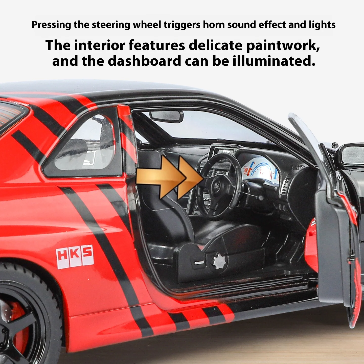 Adornos coleccionables de gran tamaño, neumáticos de modelo de coche GTR fundidos a presión de aleación 1:18, modelo de carreras DIY desmontable, regalo para niño