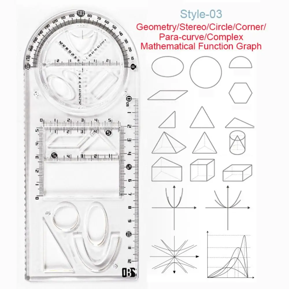 Multi-function Rotary Geometric Drawing Gift Students Learning Measuring Tool Mathematics Function Ruler Protractor Ruler