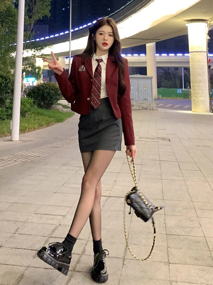 Coréen Sle automne femmes doux et Cool école orm irt costume ort jupe t-shirt pièce ensemble taille haute trajet Dr