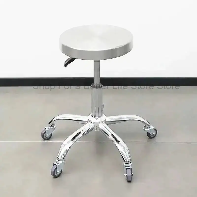 Hair Steel Beauty Stools Chairs Salon Stainless Lifting and Lowering Workbenches Hair Salon Manicure Swivel 미용실의자 Furniture AA