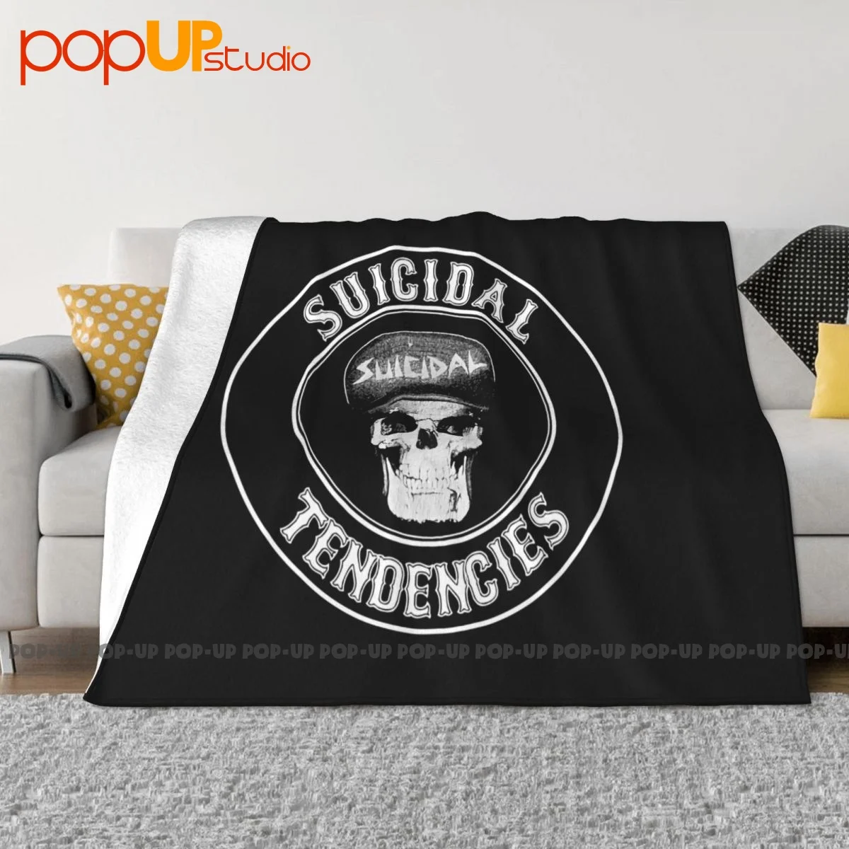 Early 2000S Suicidal Tendencies Skull Blanket Fashion New Style Mechanical Wash