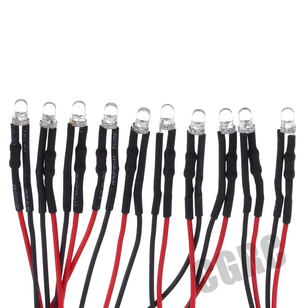 10pcs 3mm 5mm 12V LED Light Red White Yellow For 1/10 RC Crawler 1/14 Tamiya RC Truck Drift car Traxxas SCX10 SCANIA