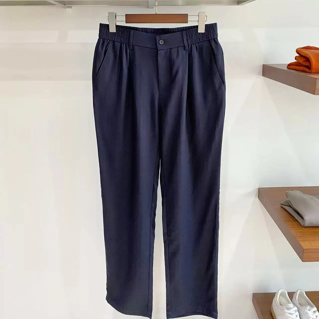 

Italian old money BC gentleman linen blend straight embroidered casual pants