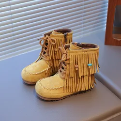 Fashion Children Boots Girls Tassel Short Booties Faux Suede Boots Princess Girls Boots Autumn Winter Kids Shoes CSH1171