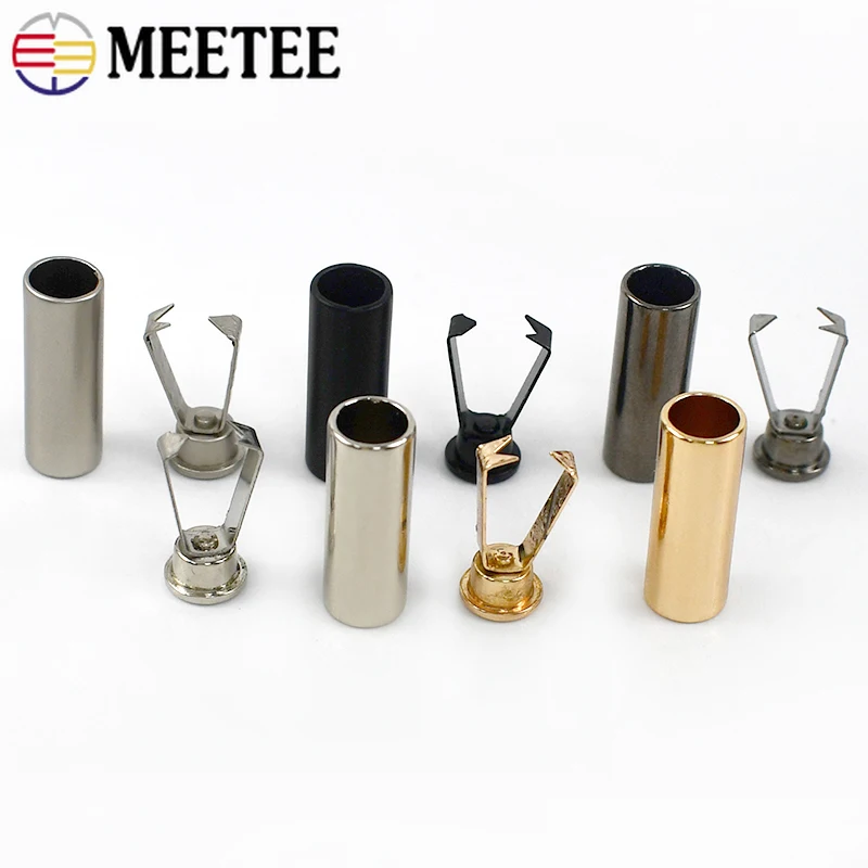 Meetee 10/20Pcs 15/20/24mm Rope Ends Stopper Metal Buckle Cord End Lock Cap Sweater Drawstring Hanging Bell Button Accessories