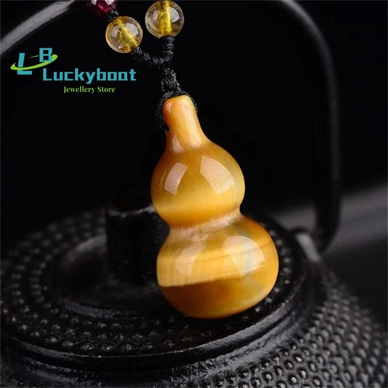 الطبيعية عين النمر حجر اليشم القرع قلادة قلادة موضة سحر المجوهرات منحوتة تميمة الحظ هدايا للنساء الرجال حبل مجاني