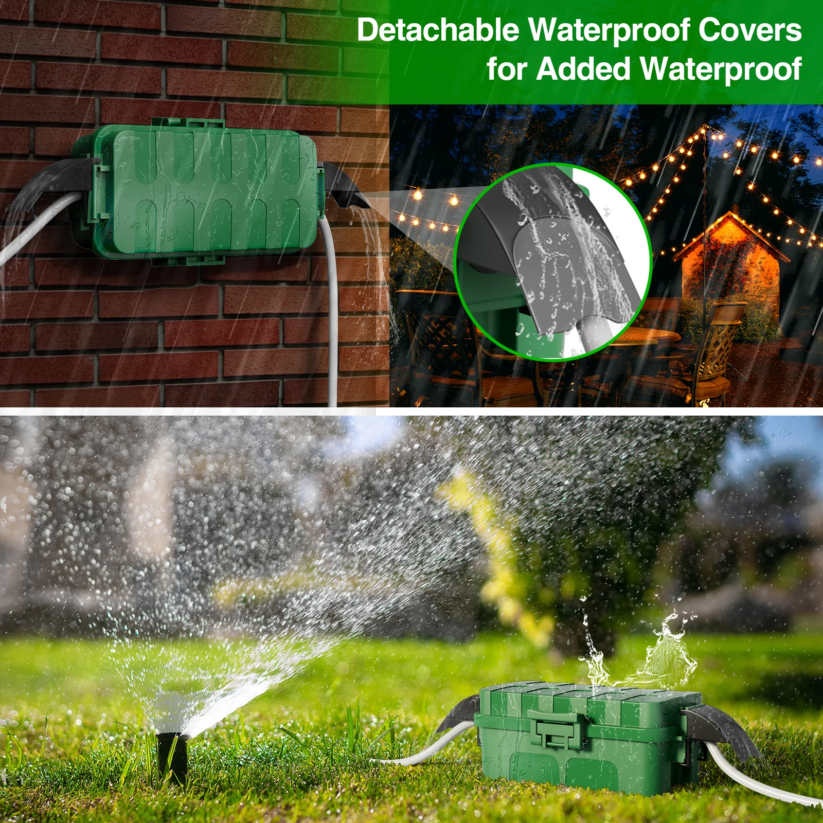 Waterproof Extension Cord Cover IP55 Reinforced PP 20.5x12.5x8cm for Power Strip Timer Outlet Plug - Holiday Decor Protective