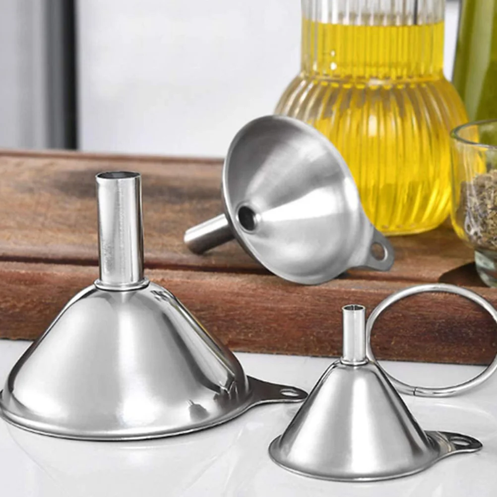 

1 set Stainless Steel Funnel Set Large Mouth Kitchen Gadgets for Oil Juice Beans Salt Soy Sauce Canning Filling Jars